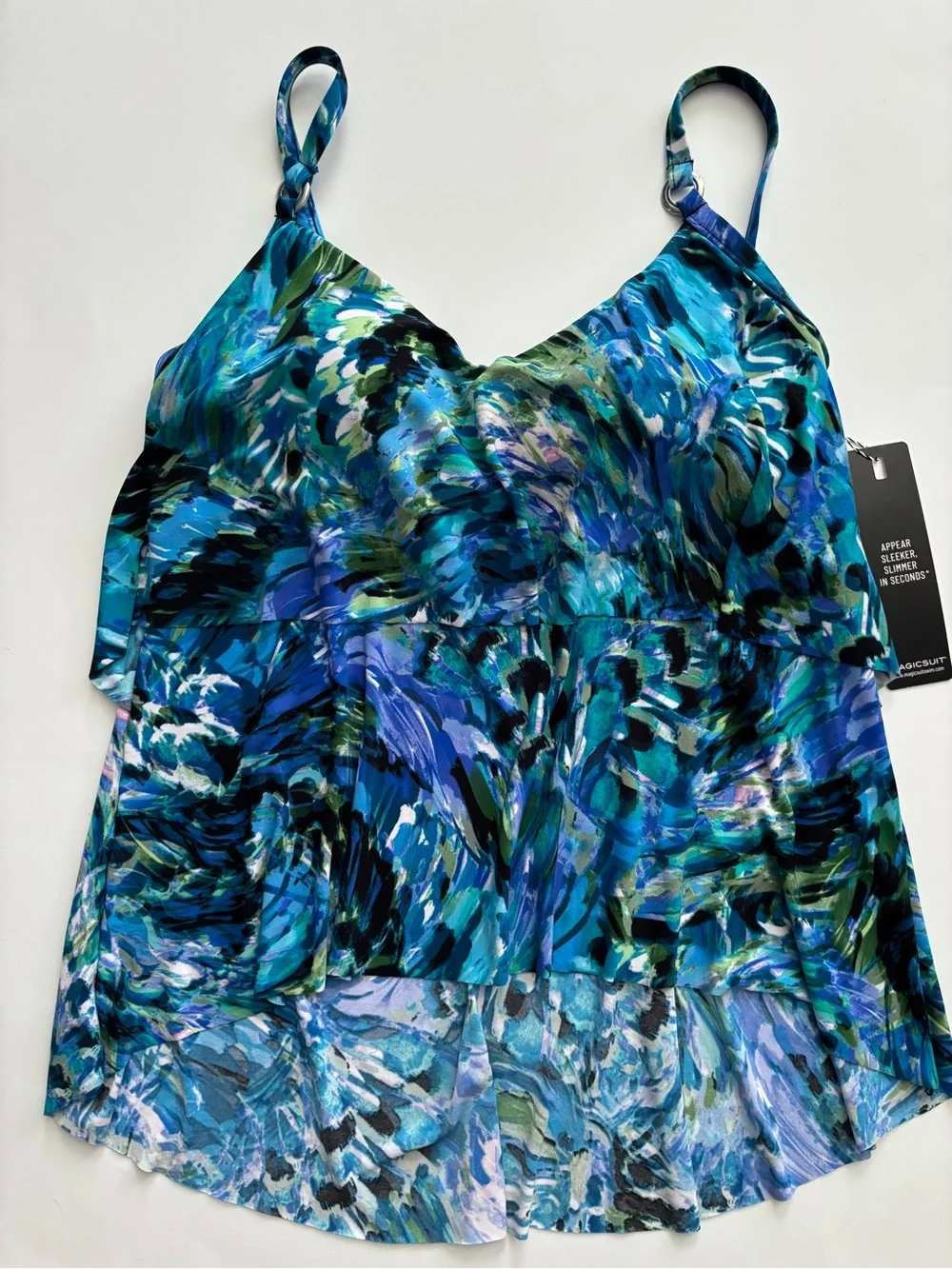 Magicsuit Swim Grace Tankini Top Wireless Blue Multi Chanticleer NWT